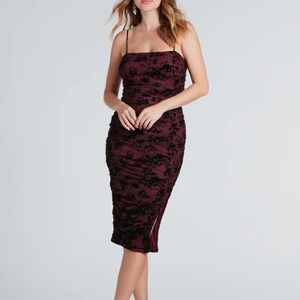 Windsor Date Night Chic Velvet Burnout Midi Dress